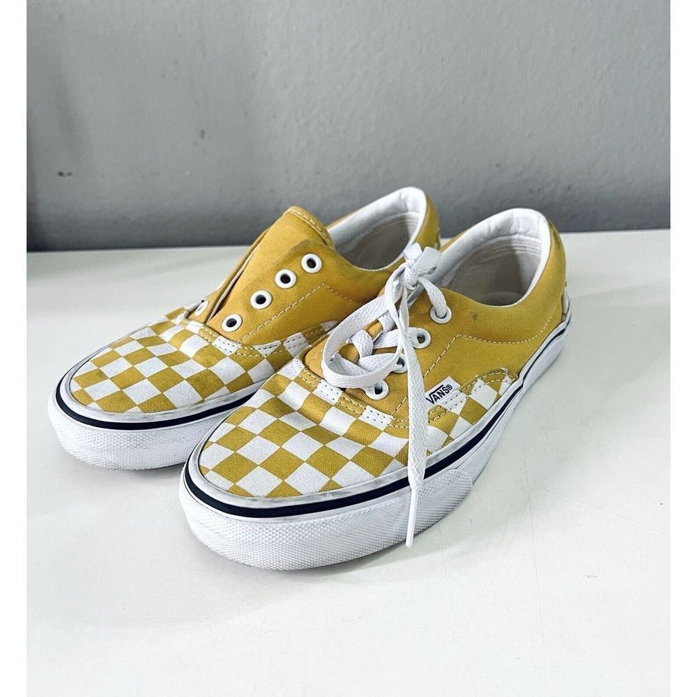 Vans‎ Era Checkerboard Shorts Yolk Yellow Low Top Sneakers Women Sz 6.5